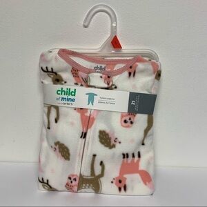 Carter's Child of Mine Girls Size 2T Forest Animals One Piece Footed Pajama NWT